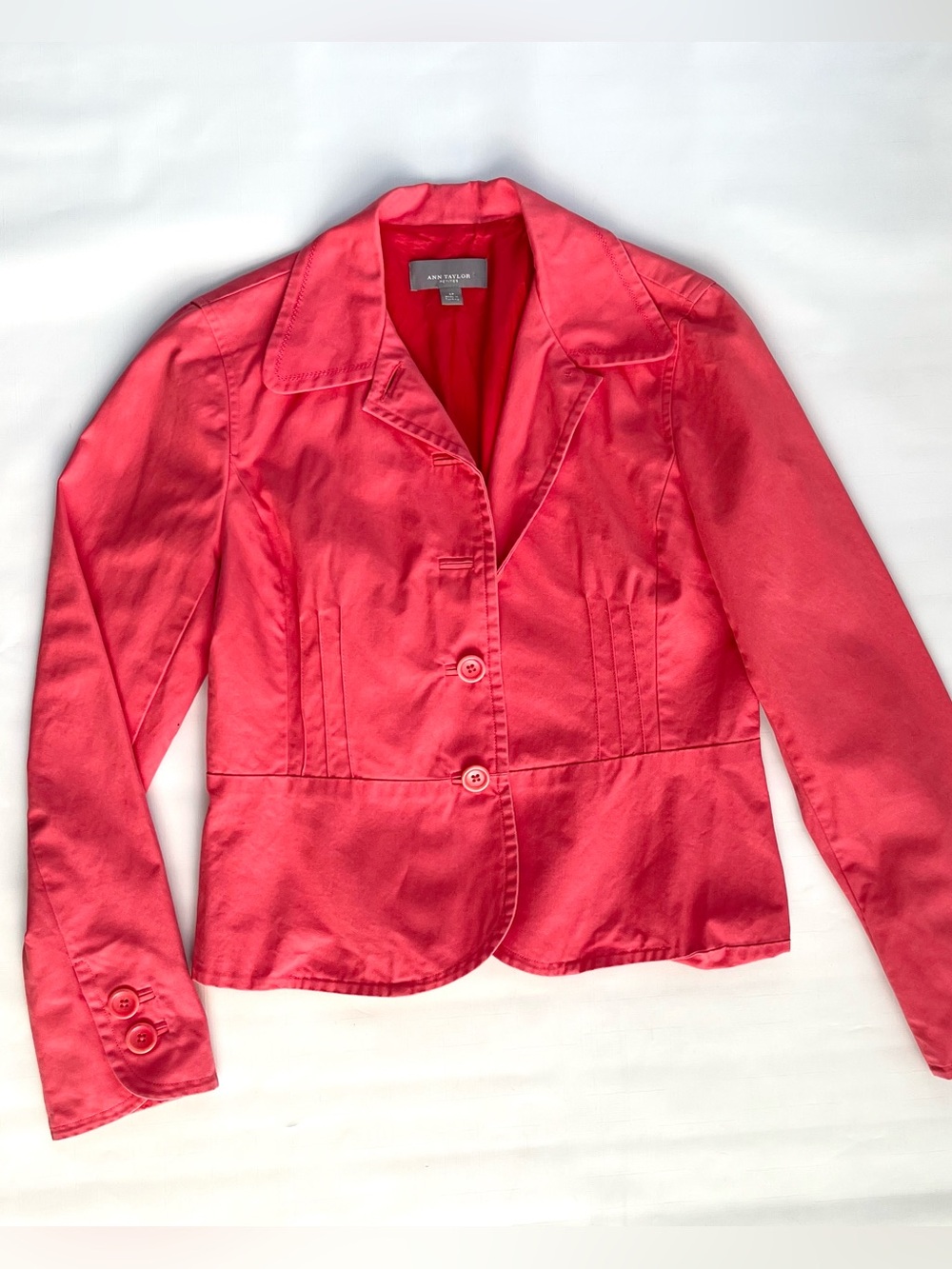 Ann Taylor Petite Coral Red Structured Blazer Jacket Size 4P